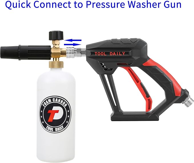 Tool Daily Short Pressure Washer Gun with Foam Cannon, 1/4 Inch Quick Connector, with 5 Pressure Washer Nozzle Tips, 1 Liter - Image 7