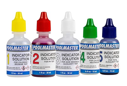 Poolmaster 23227 Replacement Indicator Solutions #1 - #5 For Spa or Swimming Pool Water Testing, Neutral, Small by Poolmaster
