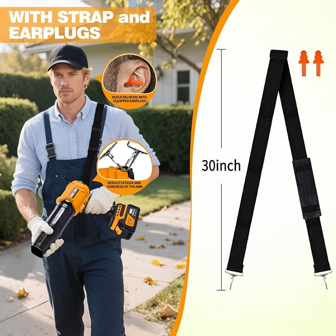 Leaf Blower Cordless,Battery Powered 800,000 RPM Electric Leaf Blower with 2 x 4.0Ah Battery and Charger Handheld Blowers for Lawn Care,Dust,Snow,Car Blowing Water with 2 Extended Nozzle,Orange - Image 5