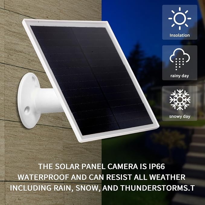 6W Solar Panel Charger, Solar Panel with Micro USB & USB-C Port for DC 5V Outdoor Rechargeable Battery Camera, IP66 Waterproof, 360?? Adjustable Security Mount, 1PC - Image 5