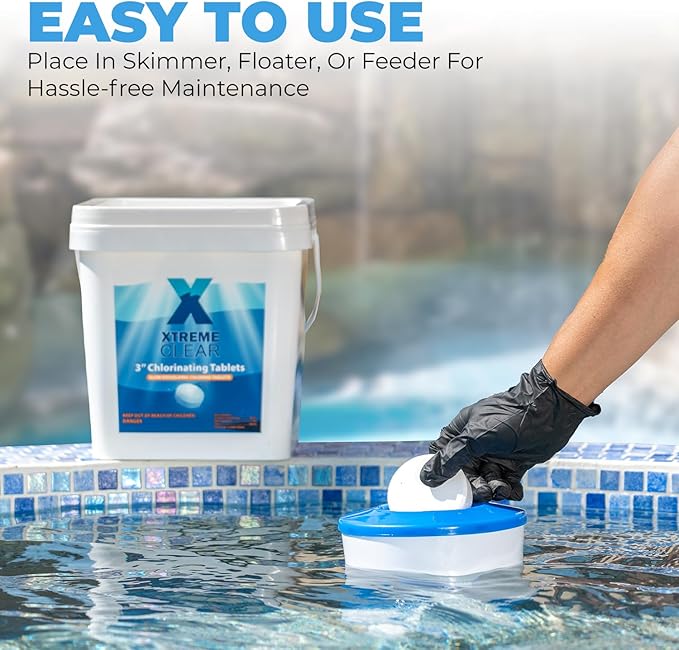 Xtremeclear 3" Chlorine Tablets Bucket, 3-inch Individually Wrapped, 25 lbs Chlorinating Tabs for Swimming Pools, Hot Tubs, Spa Slow Dissolving 25 Pound Bucket - Image 4