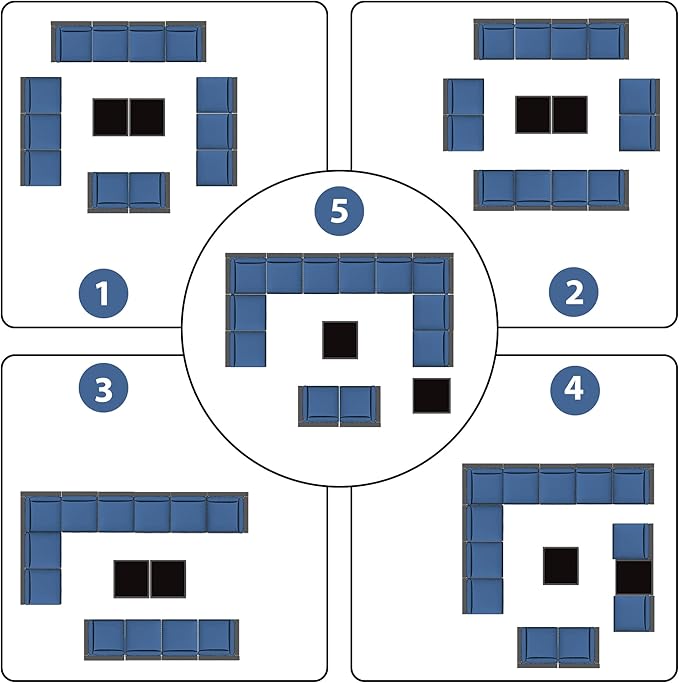 KIGOTY Patio Furniture Set,14 Pieces Modular Outdoor Sectional Sofa, PE Rattan Patio Conversation Set, All Weather Wicker Patio Furniture with Cushions and Coffee Table (Black/Black)