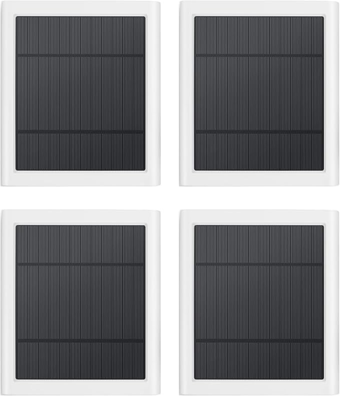 Solar Panel Outdoor for Ring Cameras (White 4P) Spotlight Cam Plus/Pro(Battery) Stick Up Cam/Pro Wireless Outdoor with 10FT/3M Long Cable Dustproof Waterproof by Fehuatenda