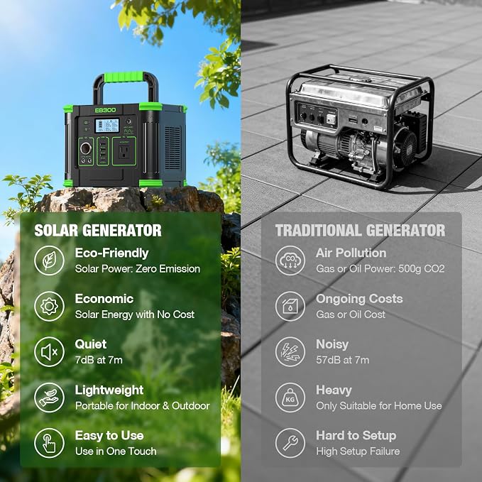 GRECELL 330W Portable Power Station with 100W Solar Panel, 288.6Wh Portable Power Station 330W Solar Generator AC Outlets, Backup for Outdoor Camping, Trip, Power Outage - Image 4