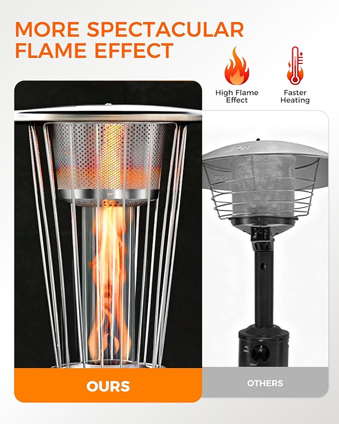 Tabletop Heater Patio Heater, 11,000 BTU Propane Patio Heater for Commercial, Balcony & Porch, Quartz Glass Tube, Portable Small Heater For Outdoor Use, Grey