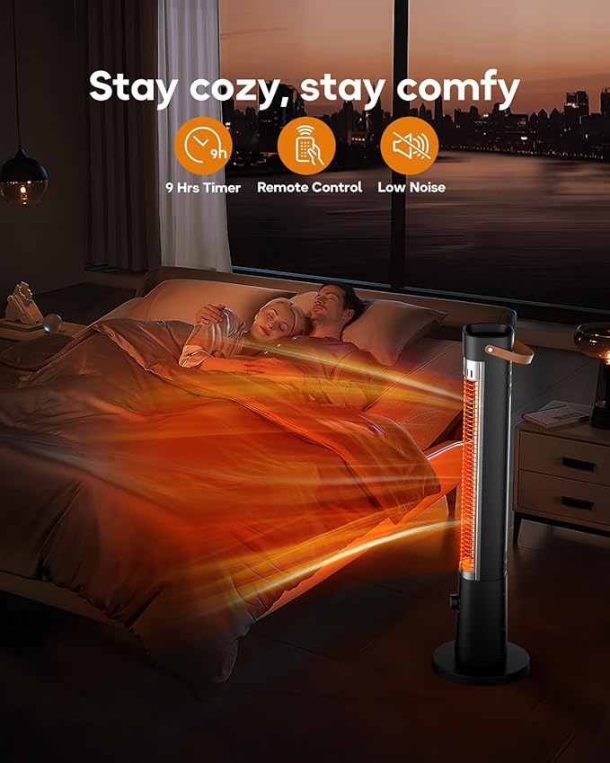 Patio Heater, 9 Heat Setting, 60-Degree Oscillation, 9-Hour Timer, Portable A - 9