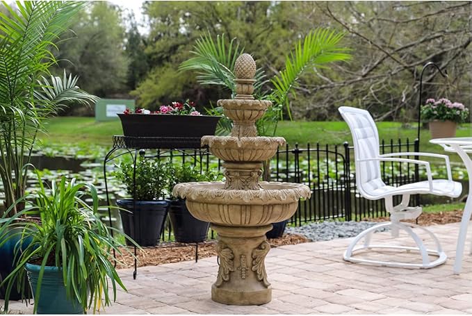 Kenroy Home 51010SNDST Ibiza Classic Outdoor Floor Fountain, Sandstone, 45 Inch Height, 25.5 Inch Width, 25.5 Inch Depth