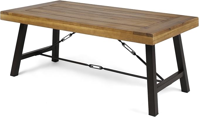 Christopher Knight Home Catriona Outdoor Acacia Wood Coffee Table, Teak Finish / Rustic Metal Brown and Black by ChristopherKnightHome