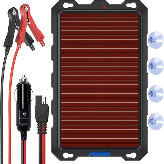 POWOXI 3.3W-Solar-Battery-Trickle-Charger-Maintainer -12V Portable Waterproof Solar Panel Trickle Charging Kit for Car, Automotive, Motorcycle, Boat, Marine, RV, Trailer, Powersports, Snowmobile, etc. by POWOXI