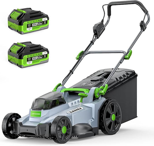 40V Cordless Lawn Mower, Electric Battery Powered 4.0Ah Walk Behind Lawnmower, 17” Cutting Width, 6-Position Height Adjustment, Bagging & Mulching Model, for Garden/Patio/Yark by PATOOLIO