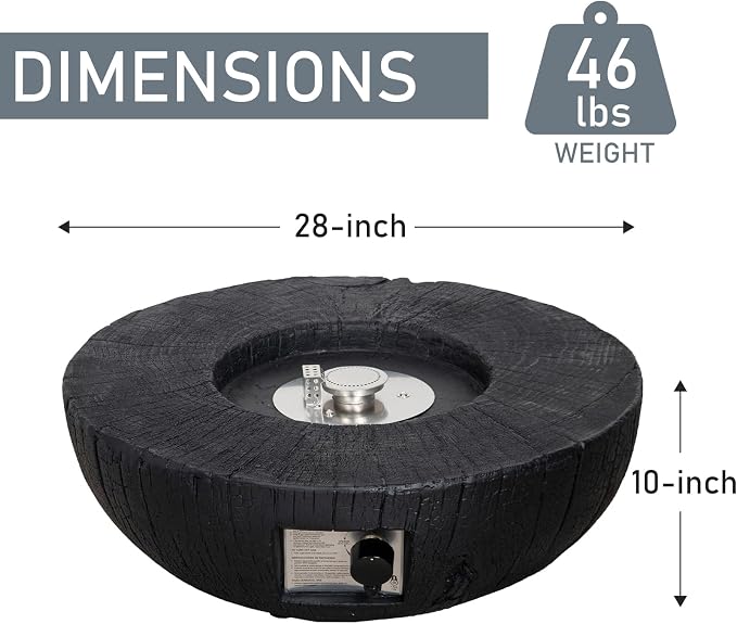 Afterglow TerraFab 28" Round 30,000 Btu Propane Fire Bowl Fire Pit for Outdoor Patio Garden Backyard Decking Decor CSA Certificated, Black - Image 5