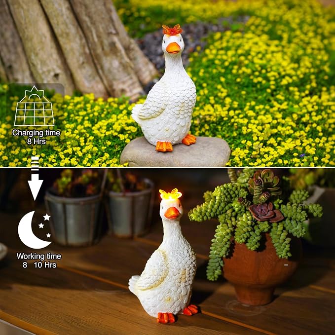 Goodeco Garden Goose Statue with Solar Butterfly - Outdoor Goose Decor for Unique Gifts for Mom & Garden Lovers (Off White) - Image 5