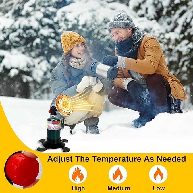 Portable Propane Heater for Camping, Cordless Outdoor Heater with Foldable Tank Holder Small Gas Heaters, Adjustable Radiant Camping Heaters for Tents, Patio, Winter Hiking, Ice Fishing & Hunting
