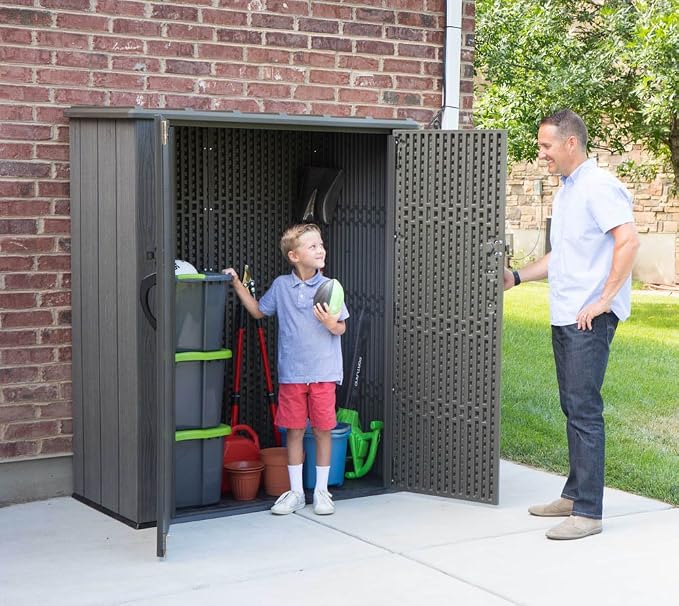 Lifetime 60209 Vertical Storage Shed (53 Cubic feet), Roof Brown, 74 x 142 x 174 cm - Image 3