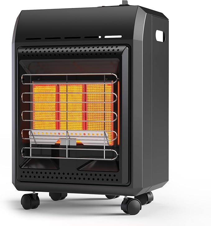 Propane Heater Outdoor Portable 6000 To 18000 BTU Propane Gas Heater Cordless 3 Settings for Patio, With Tip-Over Protection Ultra Quiet Heat Up To 450 Sq.Ft