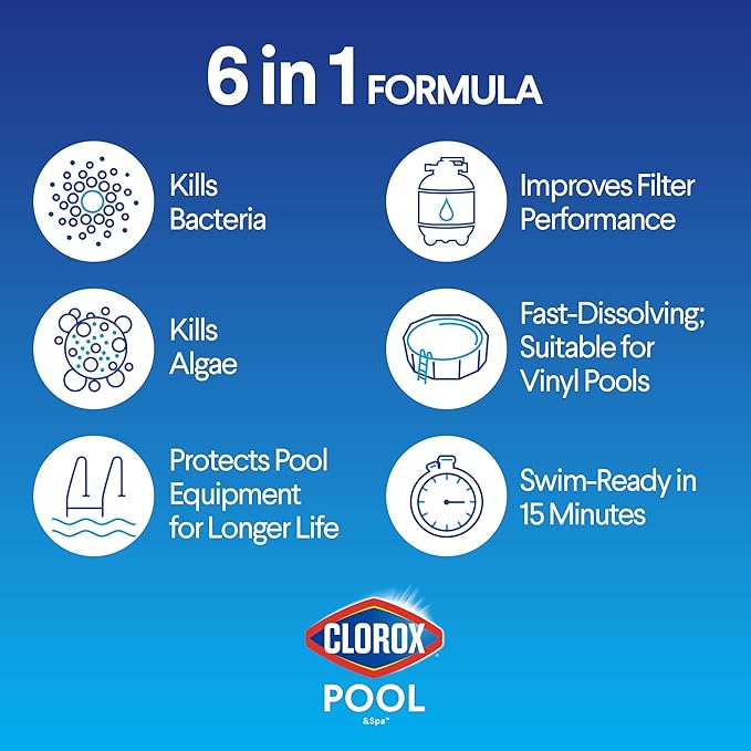 Clorox® Pool&Spa™ Shock XTRABLUE®, Kills Bacteria & Algae in Swimming Pools, Swim-Ready in 15 Minutes, (24-Pack) - Image 2