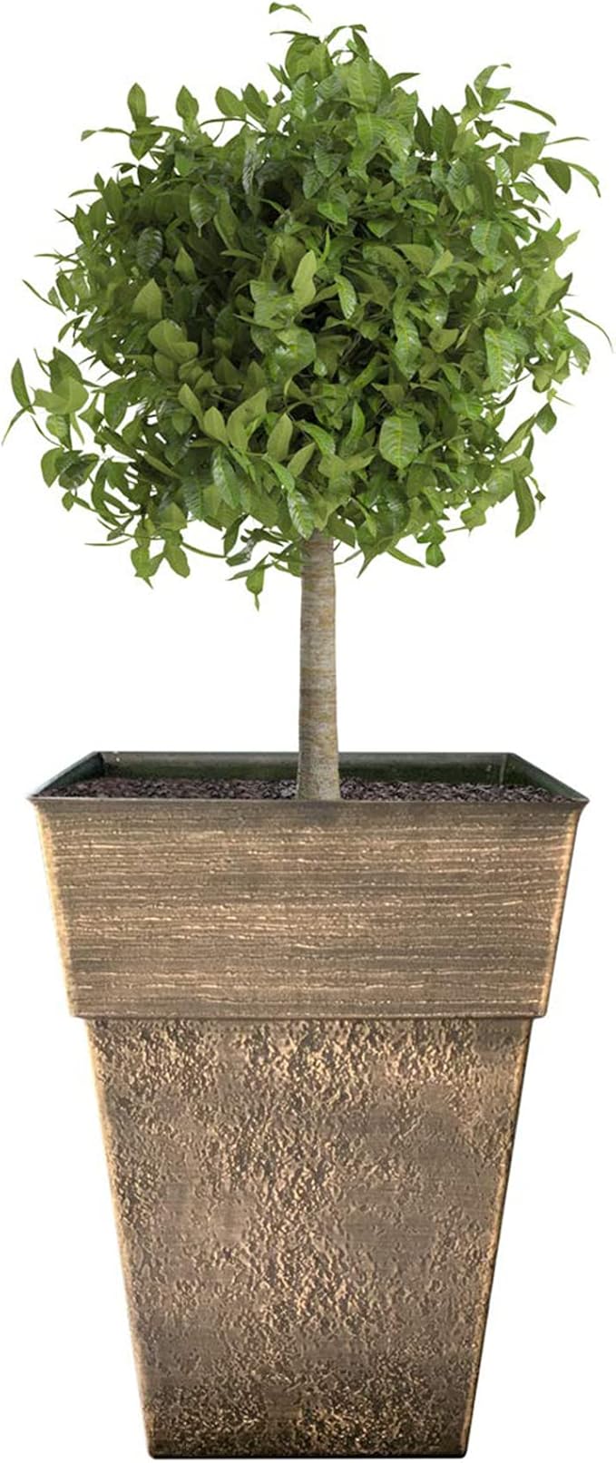 The HC Companies 18 Inch Avino Tall Square Planter - Decorative Indoor Outdoor Plant Pot for Front Porch, Deck, Patio and Home, Celtic Bronze