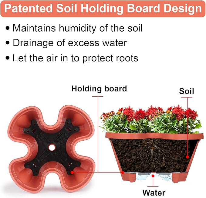 GameXcel Vertical Planter Tower - 5 Tier Stackable Garden Planters with Wheels and Tools Plant Pots for Strawberry Herb Flower and Vegetable Indoor Outdoor Use Red 2 Pack