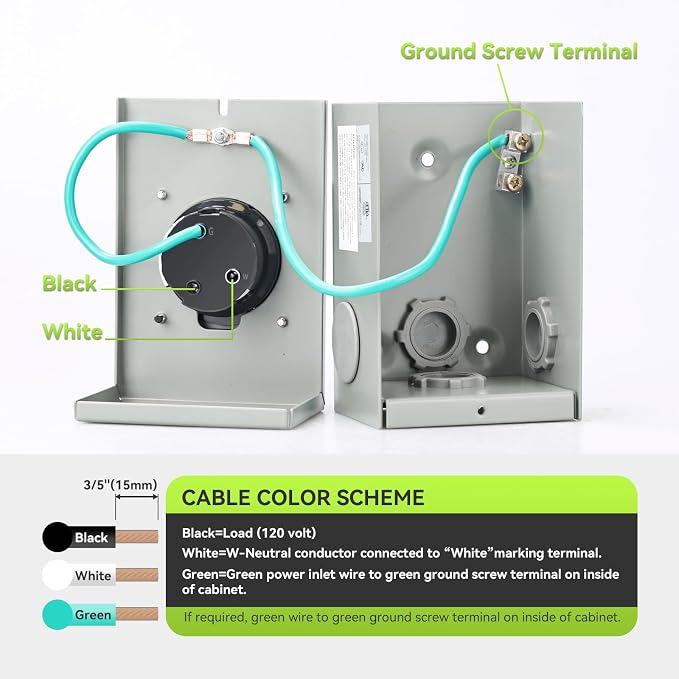 RVMATE Pre-Drilling 30 Amp Generator Power Inlet Box NEMA TT-30P 125V 3750W Power Inlet Box, Waterproof for Outdoor Use - Image 4