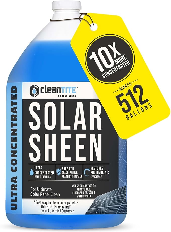 Solar Panel Cleaner 1 Gallon (Makes 512 G) - Super Concentrated Cleaning Solution for Glass, Metal, Wood & Plastic - Remove Oil, Fingerprint & Water Spots - Multipurpose Solar Panel Cleaning by BEEST