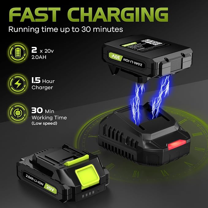 Leaf Blower, Electric Cordless Leaf Blower with 2 Batteries and Charger, 2 Speed Mode, Lightweight Cordless Blower for Blowing Leaves, Patio Cleaning, Blowers for Lawn Care and Dust - Image 4