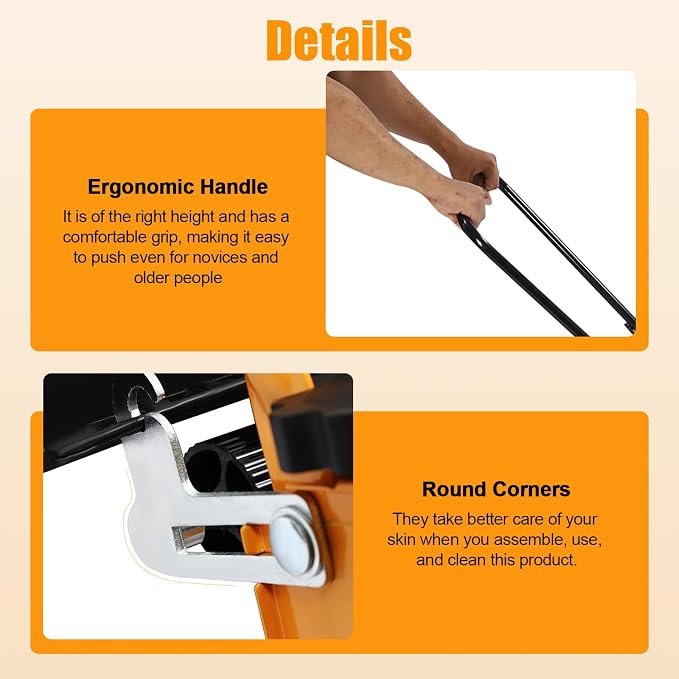 14Inch Manual Lawn Mower, 4-Blade Manual Reel Push Behind Machine, Walk-Behind Mowers Outdoor Equipment with Grass Catcher Bag for Green Lawns Driveways & Courtyards - Image 7
