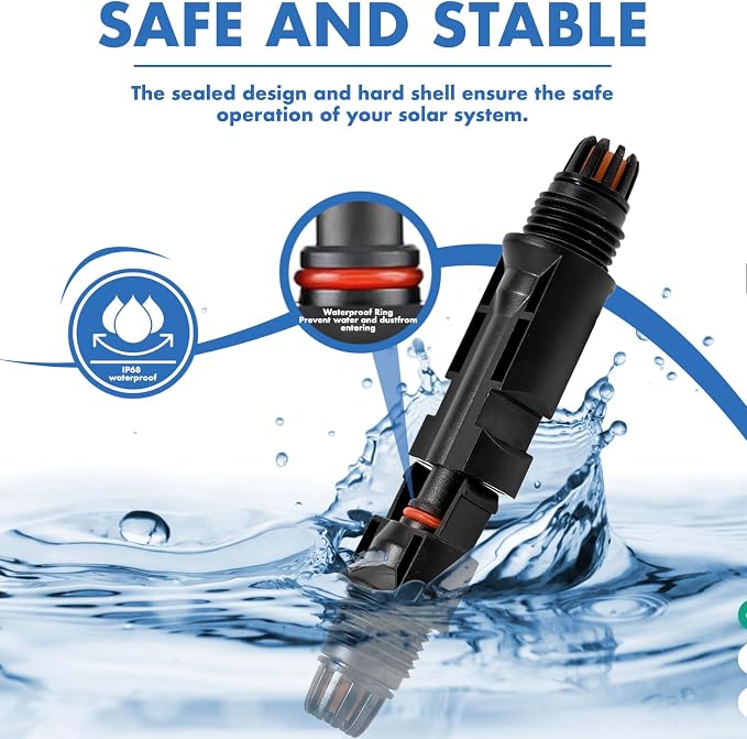 40 PCS Solar Connectors, Male/Female Waterproof IP67, MC4 1000V 30A, (20Pairs) Solar Panel Cable Connectors with 2 Spanners(10AWG) - Image 5