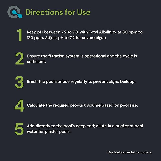 Copper Pool Algaecide for Swimming Pool - 90 Day Algaecide for Inground Pool to Prevent and Remove Pool Algae - Super Algaecide for Pool Opening - AquaDoc 32oz - Image 4