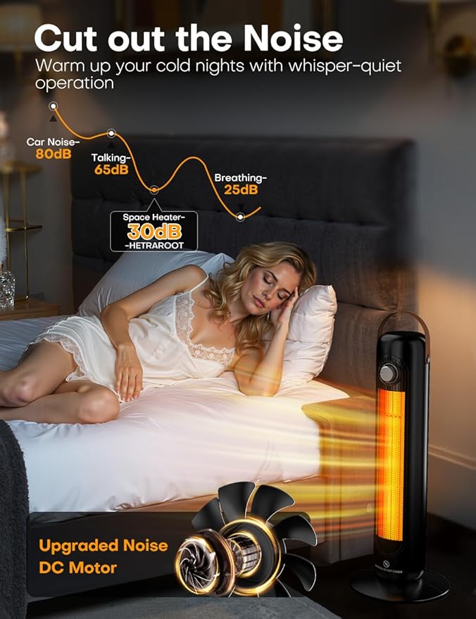 1500W PTC Ceramic Electric Heater w/4 Modes,350Sq.ft 1S Heating, 70°Oscillating Patio Heaters for Outdoor Use, Overheating & Tip-Over Protection, Tall Space Heaters for Indoor Use Large Room