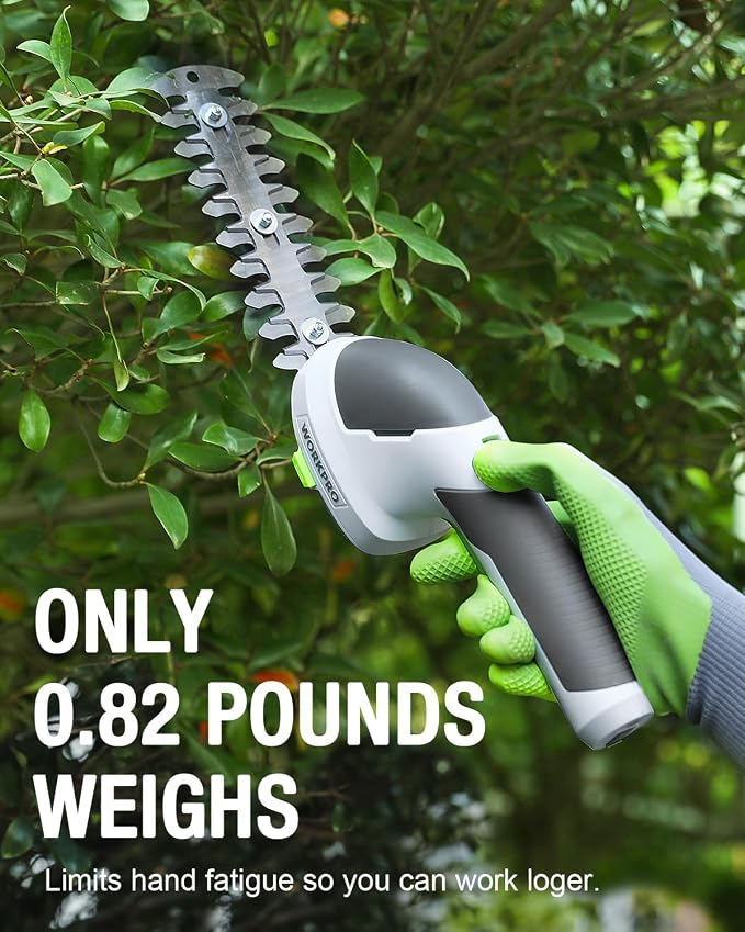 WORKPRO Cordless Grass Shear & Shrubbery Trimmer - 2 in 1 Handheld Hedge Trimmer 7.2V Electric Grass Trimmer Hedge Shears/Grass Cutter Rechargeable Lithium-Ion Battery and Type-C Cable Included - Image 5