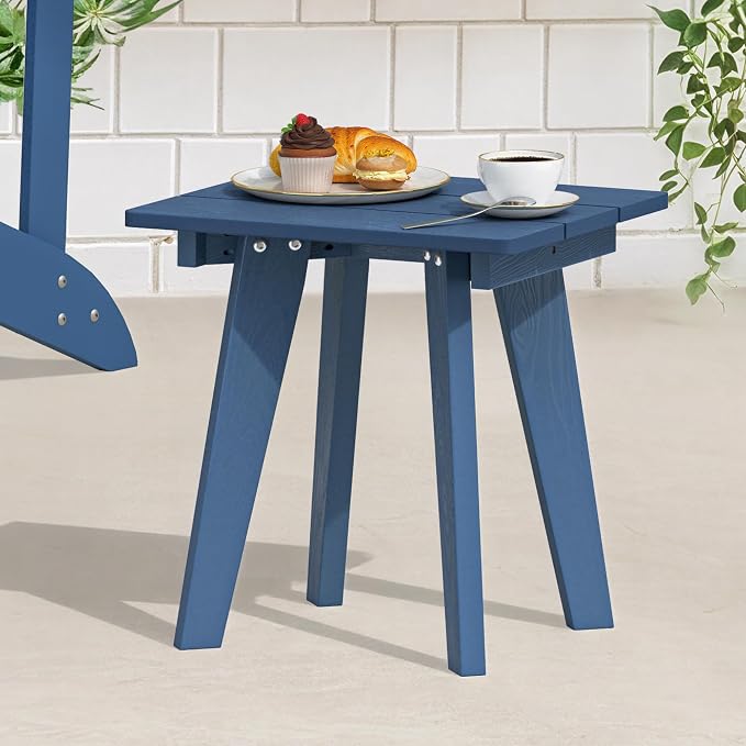 Outdoor Side Table, HDPE Weather Resistant Small Patio Table for Porch and Balcony, 200 LBS Capacity Heavy Duty Small Outdoor Table for Backyard and Pool, Easy Maintenance, Prussian Blue - Image 2