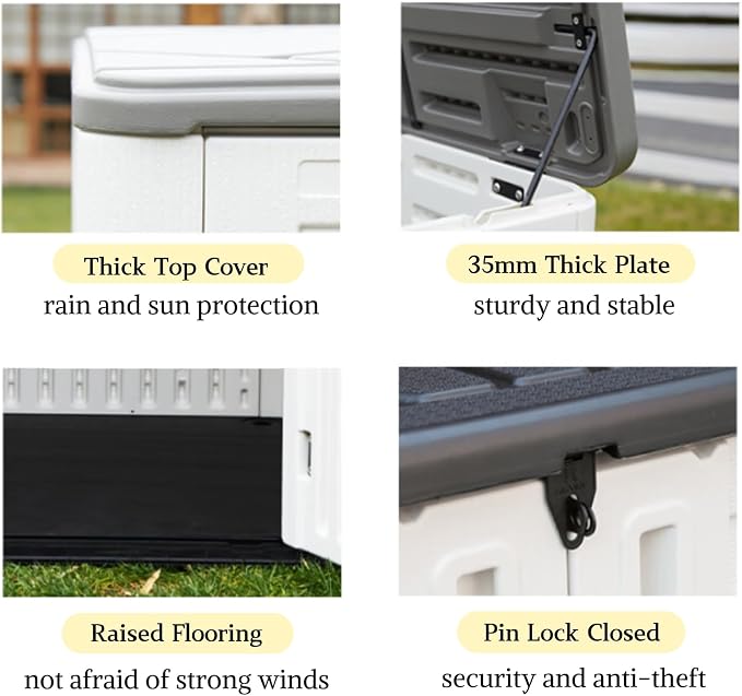ZZM Large 67 Cu.ft Waterproof Storage Shed, Outdoor Storage Cabinet，Durable Resin Sheds for Patio Furniture, Garden Tools, Pool Accessories, Mower Storage (White) - Image 5