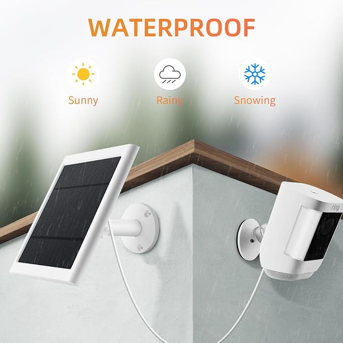 7 Pack IP65 Solar Panel for Rings Camera, 4W Solar Charger Compatible with Rings Spotlight &All-New Stick Up Outdoor Cam Battery, 10ft Long Cable with USB-C to Barrel Plug Adapter - Image 4