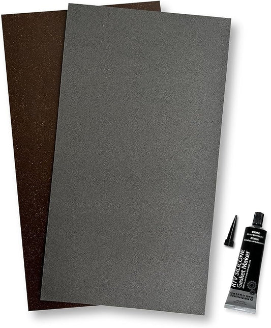 YAMAKATO RTV Gasket Maker, Black Silicone Sealant and 2 Thick Gasket Material Paper 160X290mm by YAMAKATO
