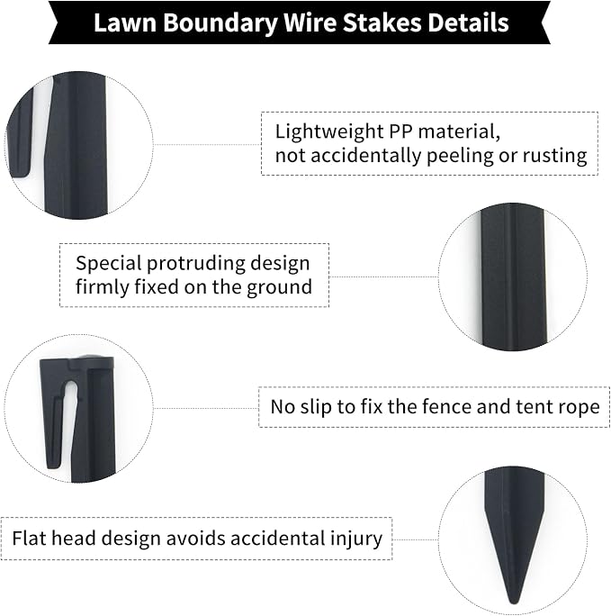 200Pcs 3.3" Plastic Boundary Wire Stakes Lawn Stakes Tent Pegs for Installation Robot Lawn Mower, Pet Fence, Camping Tent, Home Gardening - Image 3