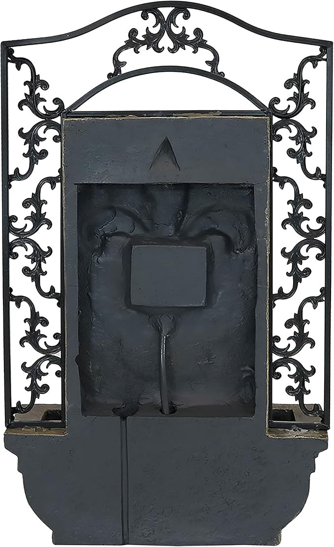 Sunnydaze 33" Outdoor Wall Water Fountain with Pump - Florentine Stone - French Lily - Electric