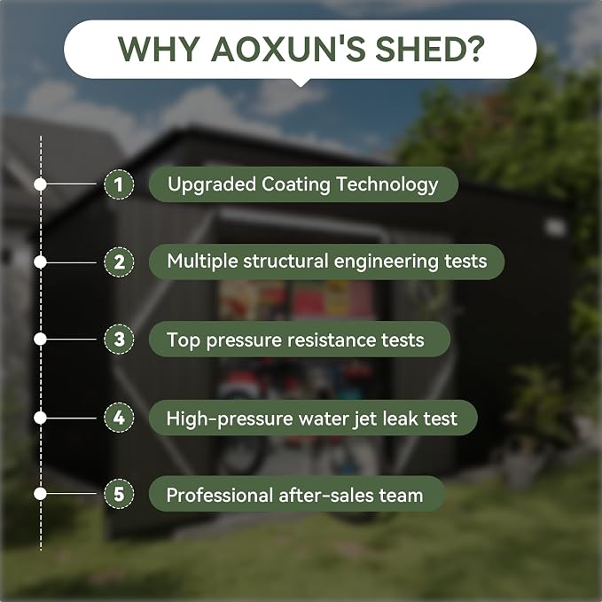 Aoxun 9.4' x 7.3' Shed 360 CU.FT Outdoor Waterproof Storage Shed with Triple Lockable Door Garden Metal Tool Shed for Outside - Image 6