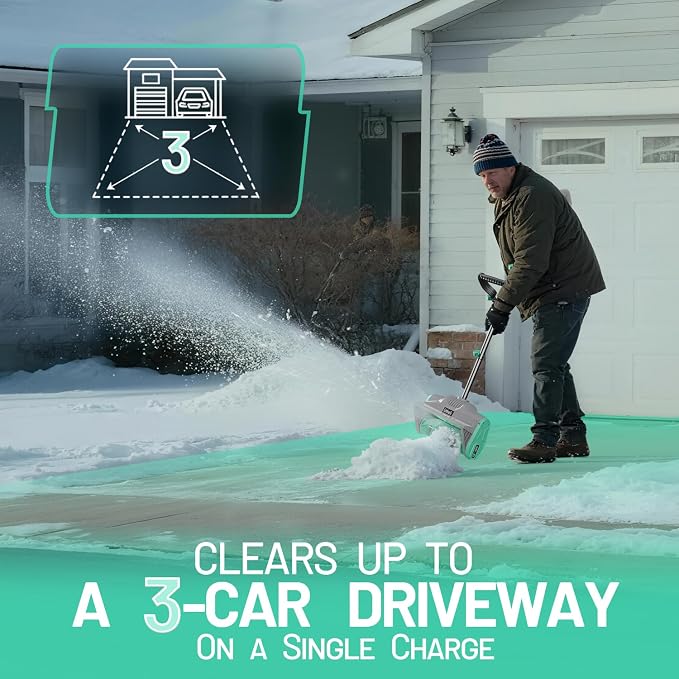 Litheli Cordless Snow Shovel 20V, Lightweight Electric Power Shovel for Snow Removal, Includes 4.0Ah Battery & Fast Charger, Easy to Use Snow Blower for Driveways, Sidewalks, Decks & Patios - Image 4