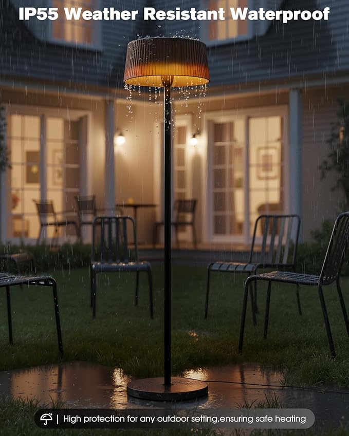 Electric Outdoor Patio Heater, 1500W Tabletop Infrared Heater for Indoor & Outdoor, IP55 Waterproof, Fast Heating, Tip-Over Protection, Perfect for Garden, Balcony, Garage, Porch (brown, freestanding)
