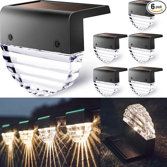 TIJNN Solar Deck Lights Outdoor, Fence Light Waterproof Led Lights for Outdoor Stairs, Step, Yard,Patio Decor Garden Illumination - 6 Pack