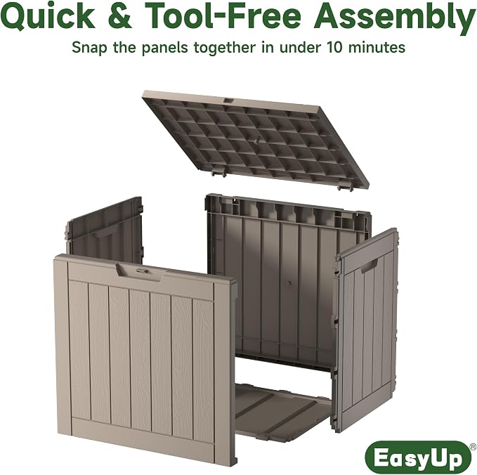 EasyUp Outdoor Storage Box, Waterproof Resin Deck Box, Reinforced Stability UV-Resistant for Patio, Garden and Poolside (Gray, 35 Gallons) - Image 5