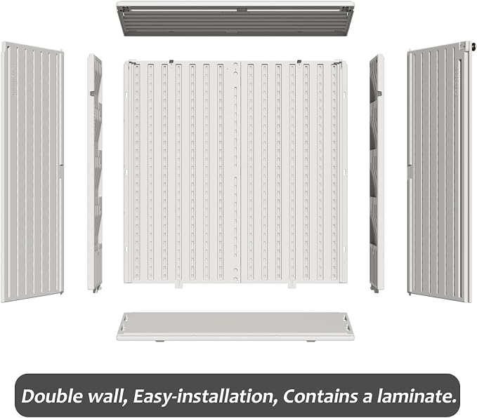 ZZM HDPE Outdoor Storage Shed, Outdoor Plastic Storage Cabinet, Horizontal Resin Tool Shed for Garden, All Weather Outdoor Storage Clearance, DIY Usage, with one Shelf (White) - Image 6