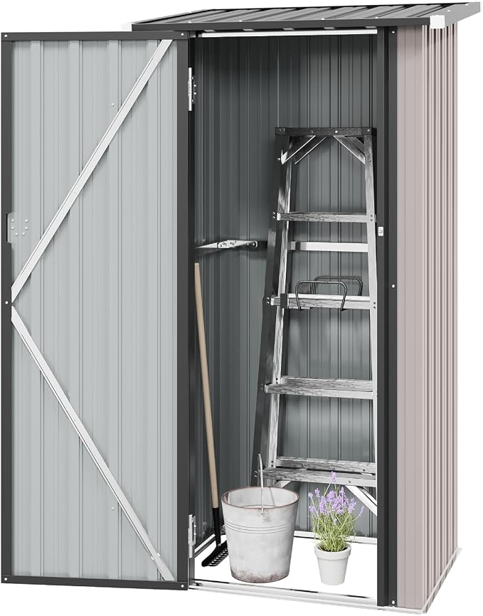 Aoxun 3’x2.1’ Outdoor Metal Storage Shed with Lockable Doors, Steel Utility Tool Shed, Metal Sheds Outdoor Storage for Garden, Patio, Backyard and Lawn, Brown - Image 4