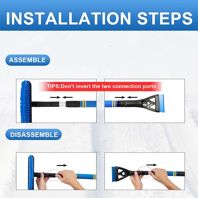 CYDZSW Snow Brush and Ice Scrapers for Car Windshield,Ice Scraper for Freezer,35" Extendable Snow Scraper,Detachable Snow Removal Tool with Ergonomic Foam Grip for Car SUV and Truck (Blue) - Image 7