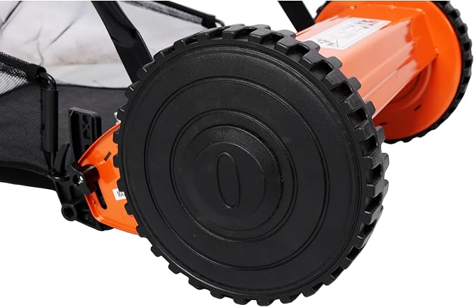14'' 5-Blade Push Reel Lawn Mower with Grass Catcher, Manual Reel Mower with Adjustable Cutting Height 0.6-1.8'' Eco-Friendly Hand Push Cylinder Mower for Small Yards Orange - Image 4