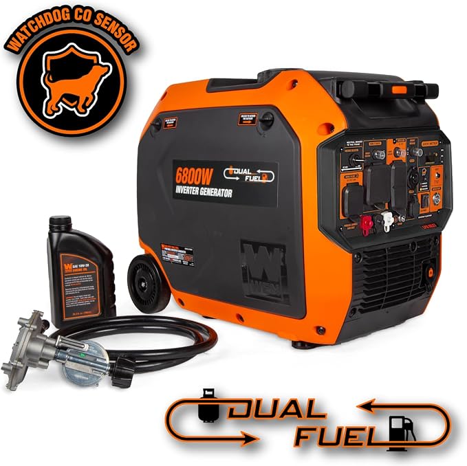 WEN 6800-Watt Dual Fuel RV-Ready Electric Start Portable Inverter Generator with Fuel Shut Off and CO Watchdog for Electric Vehicle Backup (DF680iX) - Image 2