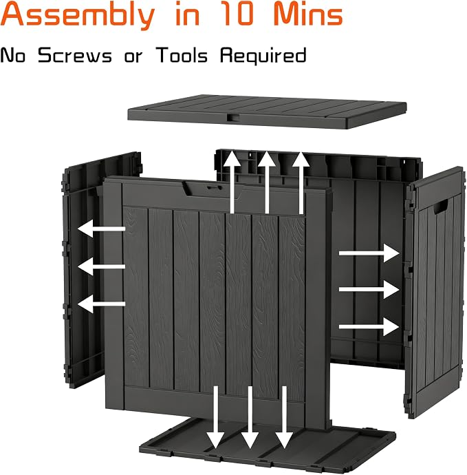 EasyUp 35 Gallon Resin Deck Box Waterproof, UV Resistant Outdoor Storage Box for Delivery, Patio, Garden,and Porch,Striped Black - Image 7