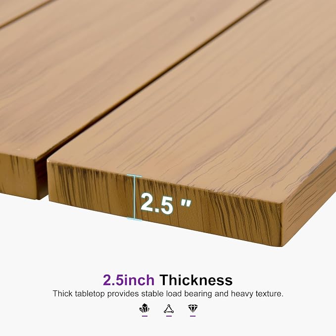 PURPLE LEAF Outdoor Dining Set for 10 All-Weather Aluminum 11 Piece Furniture Sets with Woodgrain Table and Rope Weave Chairs Included Cushions for Backyard Indoor Decor Kitchen Patio Set Teak Color - Image 7