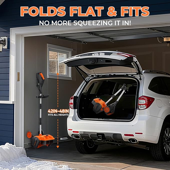 Cordless Snow Shovel, 3500W Battery Snow Blower with Dual 6.0Ah Anti-Freeze Batteries & Base Plate, 25.6Ft Throw, 13Inx7In Brushless Snow Shovel with Wheels for Driveway Sidewalk Snow Removal - Image 6