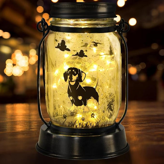 kyoryuger Dachshund Gifts for Women Dachshund Solar Lantern Outdoor Waterproof Hanging Solar Lights Dog Gifts Decorative Lanterns for Garden Decor,Patio,Lawn,Pathway,Yard for Women
